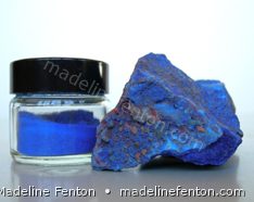 Azurite pigment in a jar